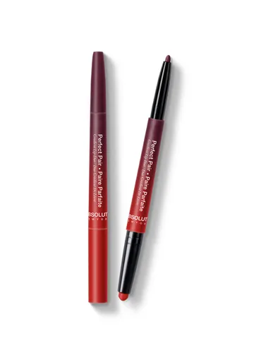 Vista 11 de Absolute New York ALD01 Perfect Pair Lip Duo - Labios más completos y más fuertes, sombra más profunda para contornear labios, lápiz labial satinado
