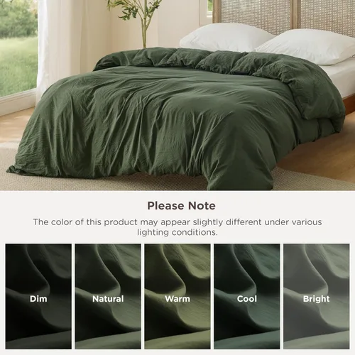 Vista 75 de Bedsure Funda de edredón de tamaño King suave y prelavada, gris oscuro, 3 piezas, 1 funda de edredón de 104 x 90 pulgadas con cremallera y 2 fundas