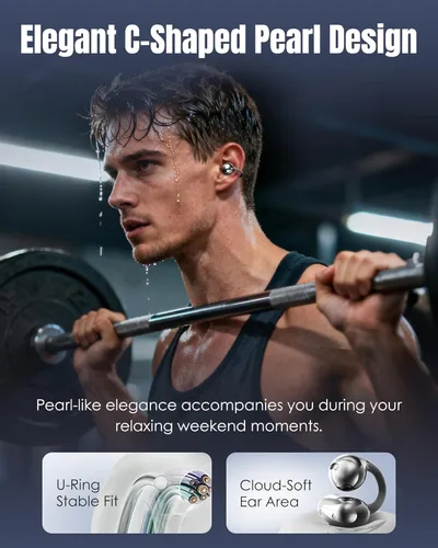 Vista 3 de King Lucky Auriculares de clip Gen 3, auriculares inalámbricos Bluetooth 6.0 de oreja abierta con micrófono, ajuste seguro para orejas pequeñas