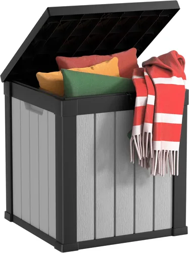Vista 14 de Caja de almacenamiento para exteriores de 35 galones, resistente a la intemperie, protección UV, impermeable, caja de resina para jardín, patio
