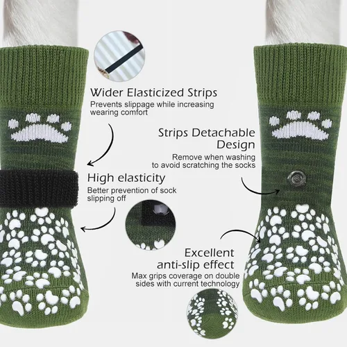 Vista 2 de EXPAWLORER - Calcetines antideslizantes para perros pequeños, medianos y grandes, evitan que se laman las patas, botines para pavimento caliente