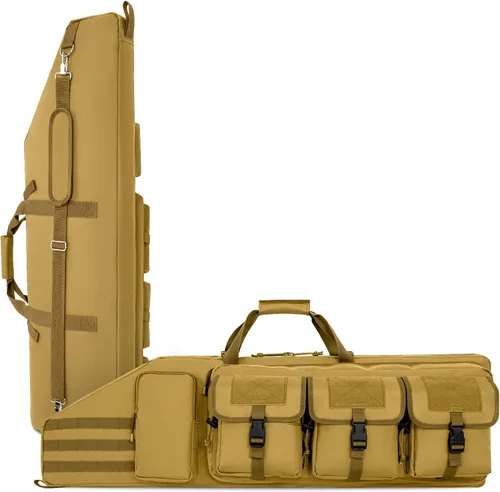 Vista 11 de DULCE DOM - Funda doble para rifle de 38 42 44 pulgadas, funda táctica suave para campo de tiro, divisor móvil para 1 o 2 engranajes, múltiples