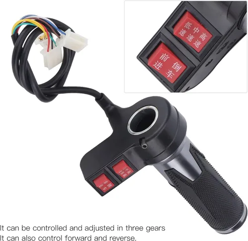 Vista 4 de 1 par de empuñaduras de mango de acelerador de engranajes de 3 velocidades, agarre de acelerador de control de velocidad para bicicleta eléctrica