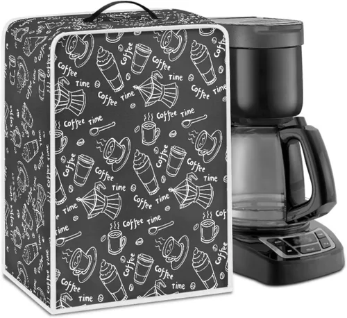 Vista 57 de Funda para cafetera, poliéster, azul, se adapta a la mayoría de máquinas de café estándar, protector resistente al polvo, huellas dactilares