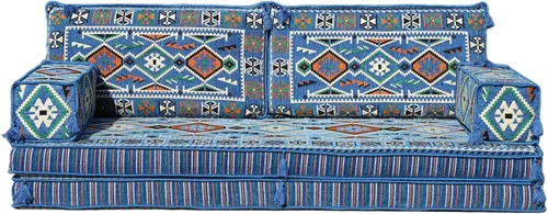 Vista 40 de arabicsofa Sofá Tradicional Árabe para Piso – Juego de Cojines Modulares para Sala de Estar Azul