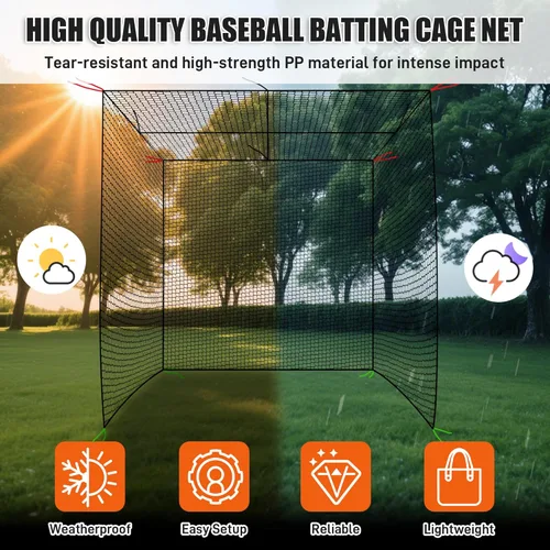 Vista 3 de Baseball Batting Cage Nets, 10FT Baseball and Softball Batting Cage Netting for Backyard, Portable Hitting Practice Net with Carabiners & Carry Bag