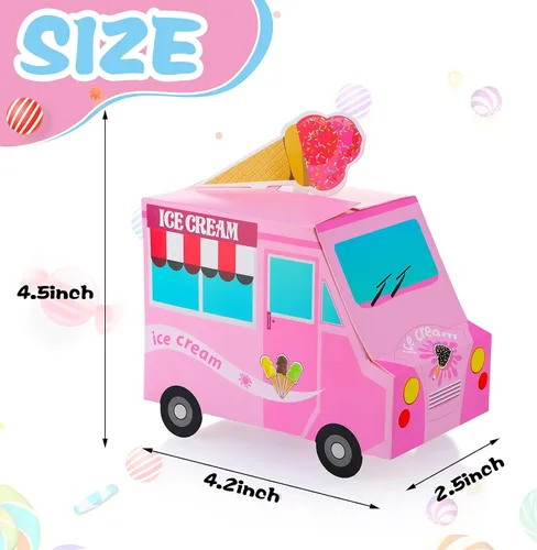Vista 2 de Tenare 20 piezas de centros de mesa de helado para mesas, cajas de recuerdo con forma de camión, cajas de aperitivos para helado, contenedor