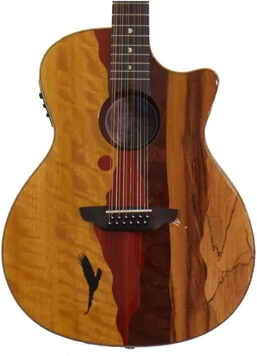 Vista 7 de Luna Vista Eagle - Guitarra eléctrica acústica de 12 cuerdas con estuche