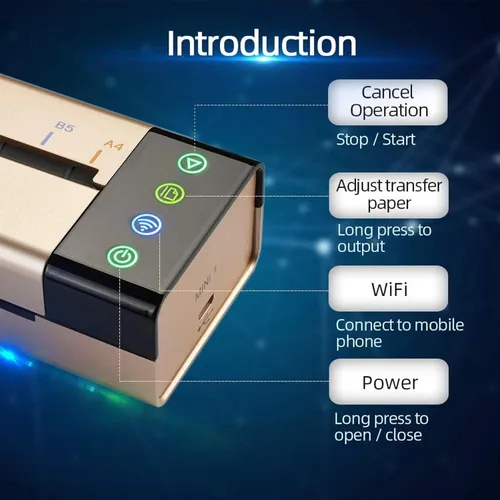 Vista 3 de Máquina de plantillas de transferencia de tatuajes, mini impresora térmica copiadora conectada computadora portátil USB WiFi impresora de tatuaje