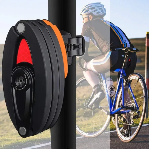 Vista 4 de WOTOW Candado plegable para bicicleta, de acero resistente, con soporte de montaje, cerradura de bicicleta antirrobo de 35 pulgadas con 3 llaves