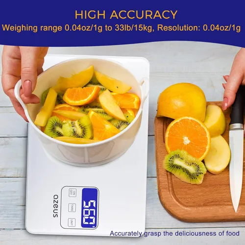 Vista 5 de Food Scale with USB Rechargeable, Digital Kitchen Scale with 6 Units, High Precision to 0.04 oz /11lbs Capacity, Weight Range from 3g-5000g