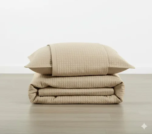 Vista 3 de sheetsnthings Juego de sábanas de microfibra acolchada sin arrugas de lujo de 2 piezas (beige, individual)