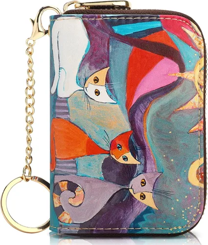 APHISON RFID - Tarjetero, carteras para mujer. Funda para tarjetas de piel con cremallera para mujerniñaCaja regalo