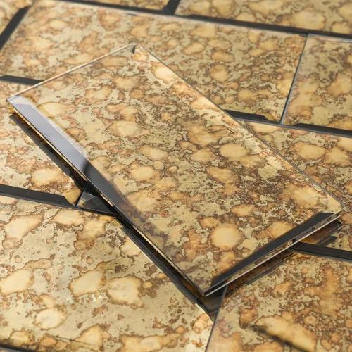 Vista 20 de Lovdeco Azulejo de mosaico de cristal de espejo biselado de 3 pulgadas para despegar y pegar, azulejos de mosaico de cristal plateado para cocina