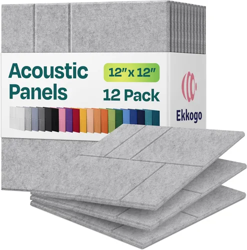 Vista 43 de Paneles acústicos, paquete de 12 paneles de pared insonorizados de 12 x 10.4 x 0.4 pulgadas, paneles de amortiguación de sonido de alta densidad