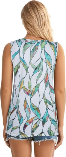 Vista 5 de Camisetas de verano para mujer, sin mangas, con cuello en V, ajuste holgado, casual, blusa tipo túnica