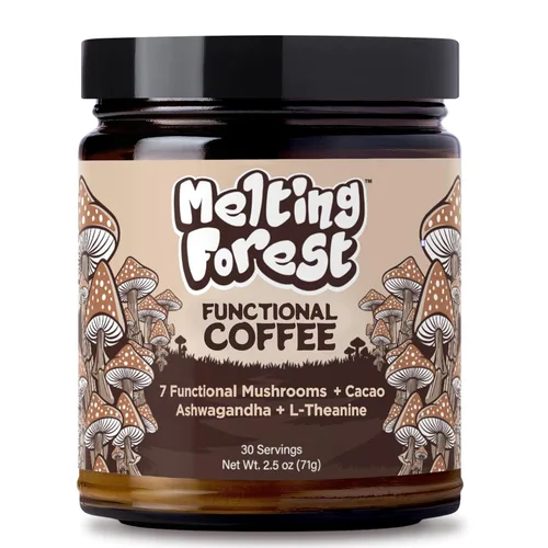 Melting Forest Mushroom Coffee, with 7 Functional Mushrooms, Cacao, Rhodiola, L-Theanine, Reishi & Lion's Mane, Stress Relieving, Focus, Cognitive