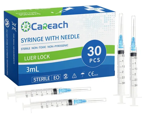 Vista 12 de Paquete de 30 jeringas de 1mL con aguja de calibre 25, de 1 pulgada, para laboratorios científicos, medición y recarga de tintas
