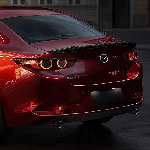 Vista 5 de Alerón de maletero de fibra de carbono estilo V compatible con Mazda 3 Axela Sedan 2019-2026 (no es compatible con el modelo Hatchback), alerón