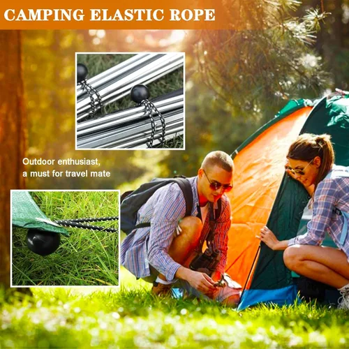 Vista 8 de Paquete de 50 cuerdas elásticas de 6 pulgadas, bolas elásticas, cuerdas elásticas con bolas, lazos elásticos para camping, tiendas de campaña, lona