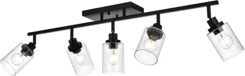 Vista 13 de 2-Luz de Pared con Foco y Sombra de Vidrio Sembrado, Iluminación Moderna de Techo en Níquel Cepillado para Pasillo y Baño