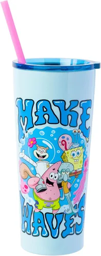 Vista 18 de Silver Buffalo Bob Esponja SquarePants Pizza Delivery Diet Dr. Kelp - Taza de acero inoxidable de doble pared en forma de lata, 11,8 onzas / 350 ml