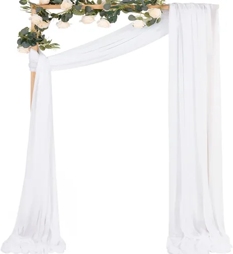 Vista 33 de MLMC 1 panel de tela para arco de boda azul bebé, 29 x 20 pies, cortinas de gasa extralargas transparentes de 6.6 yardas, paneles de cortinas