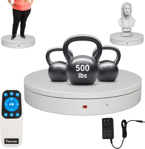 Vista 11 de Tocadiscos motorizados con control remoto, soporte giratorio motorizado resistente, plataforma giratoria ajustable de velocidad, tocadiscos