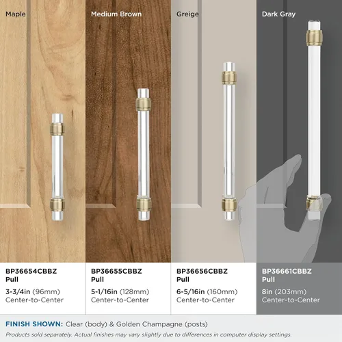 Vista 4 de Amerock Mango de gabinete Bronce claro/negro 3-3/4 pulgadas (96 mm) de centro a centro Glacio paquete de 1 unidad Jaladera de cajón