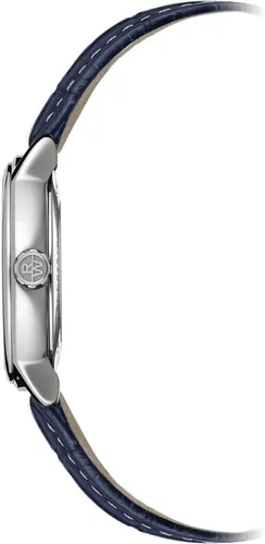 Vista 3 de Raymond Weil Maestro Blues Reloj automático con rueda de equilibrio visible para hombre, esfera azul, números romanos, correa de cuero azul, 1.555
