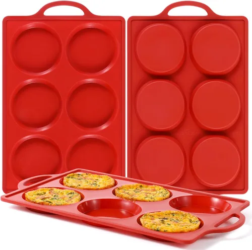 Vista 11 de CAKETIME Molde de silicona para magdalenas con marco de metal, sartén redonda antiadherente de 4 pulgadas para muffins ingleses, empanadas, pan