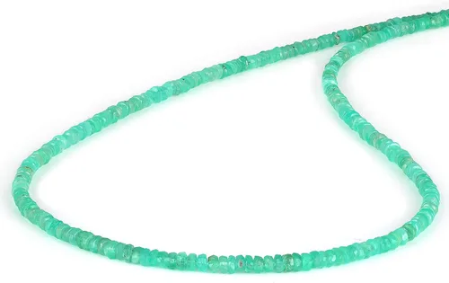 NirvanaIN - Collar de princesa con cuentas de Rondell facetado de esmeralda colombiana natural (0.079-0.118 in) para mujer con cadena de plata 925