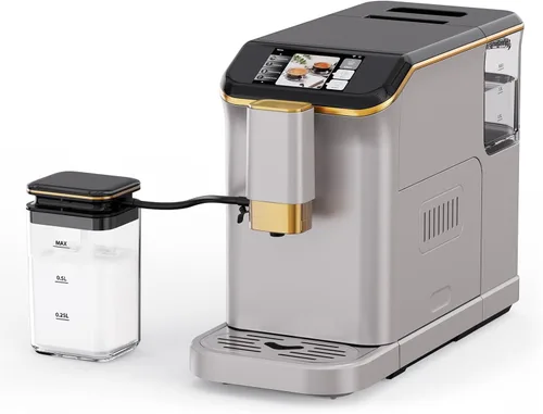 Garvee Máquina de café expreso totalmente automática, con espumador de leche, recetas de un solo toque, pantalla táctil intuitiva, presión de 20