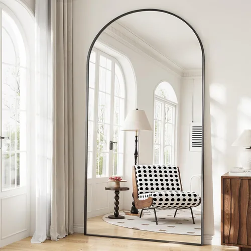 Vista 27 de Espejo de longitud completa de gran tamaño, espejo de piso arqueado de 38 x 77 pulgadas, espejo de cuerpo completo con soporte, espejo