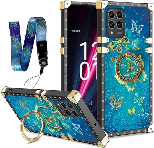 Vista 14 de nancheng Funda cuadrada para LG Stylo 5: Funda de teléfono con patrón de moda para niñas y mujeres con correa de soporte de anillo Funda protectora