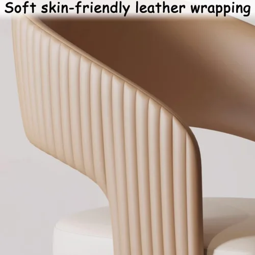 Vista 5 de YVYKFZD Mid Century Dining Chairs, Leather Kitchen Chairs Set, Dining Room Chair with Curved Backrest and Metal Legs, Upholstered Armchair Comfy