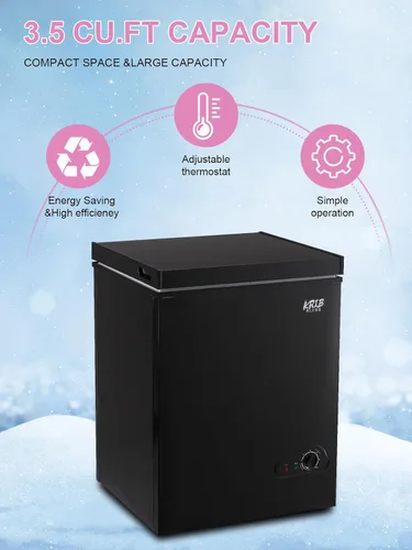 Vista 2 de KRIB BLING Termostato ajustable para congelador con cesta de almacenamiento extraíble para casa, cocina, garaje, sótano, 3.5 pies cúbicos