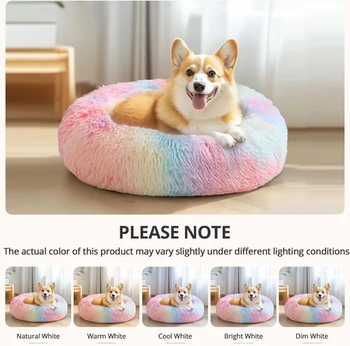 Vista 60 de JOLLYVOGUE Cama Calmante para Perros Pequeños - Cama para Perros Pequeños en Forma de Dona Lavable de 23 Pulgadas para Gatitos y Cachorros, Camas
