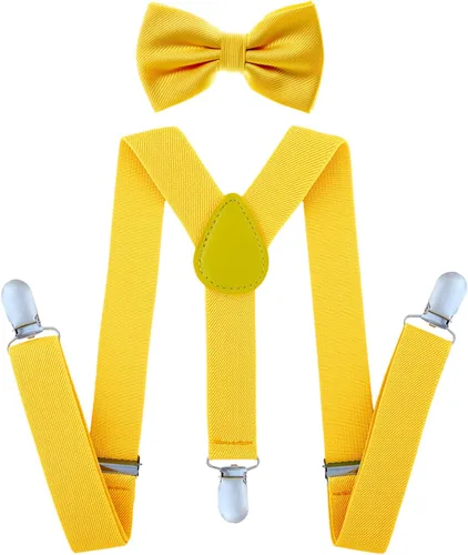 AWAYTR Juego de corbatín con tirantes y tirantes ajustables para niños y niñas