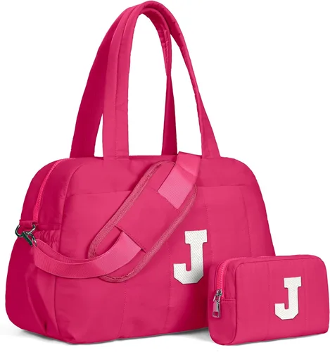 Vista 193 de Bolsa de lona Vogewood, bolsas personalizadas de fin de semana para mujer, bolsas de viaje con estuche de maquillaje, regalos de cumpleaños, Beige