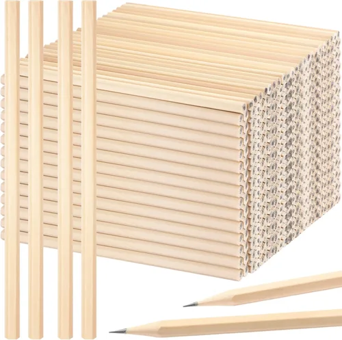 Vista 9 de Fumete 100 lápices de madera a granel, sin borrador, Hexagonal HB, grafito sin afilar, lápices de madera natural sin borradores, regalos de aula