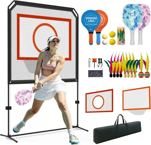 Portable Pickleball Net – Regulation Size Outdoor & Indoor Paddle Game Set with Ball Catch Net & Removable Target – Heavy Duty Steel Frame, Carry
