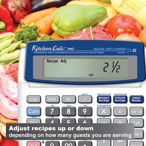 Vista 2 de Calculated Industries 8305 KitchenCalc PRO Calculadora de conversión de recetas y matemáticas culinarias con 2 temporizadores digitales para chefs