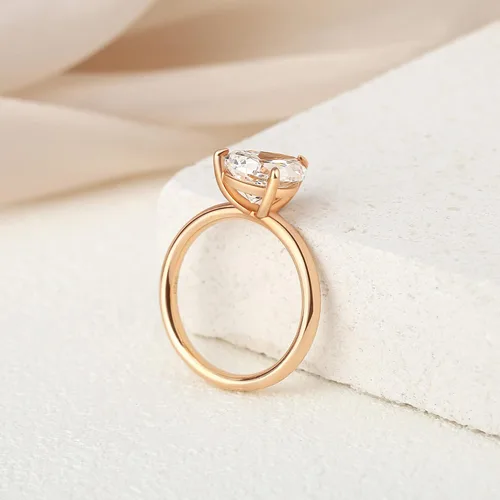 Vista 4 de Anillo de moissanita de 3.0 quilates, anillo de boda en forma de pera, anillos solitarios de plata de ley 925, anillo de compromiso de corte de pera