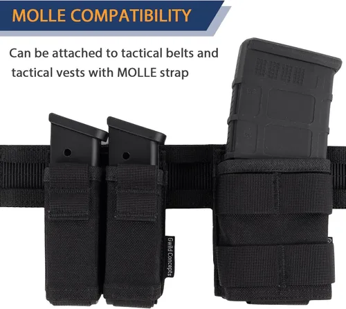 Vista 5 de Funda doble para pistola de 0.354 in – Funda para revista Gwild Concepts Glock MOLLE Mag con inserto Mag
