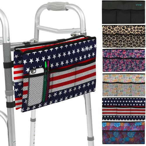 Bolsa para andador Vive - Bolsa de cesta para silla de ruedas con accesorios (resistente al agua) - Accesorio de caddy para personas mayores para