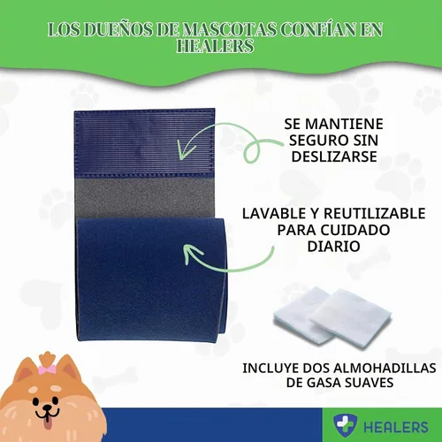 Vista 7 de Healers PetCare - Vendajes ajustables para perros con insertos de gasa, envoltura elástica transpirable para cuidado de heridas y apoyo articular