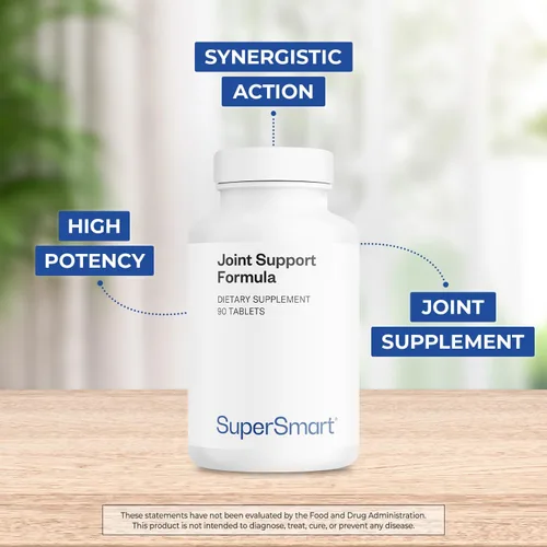 Vista 3 de Supersmart - Fórmula de apoyo articular - con glucosamina, condroitina, ácido hialurónico y MSM Sin OMG y sin gluten - 90 tabletas