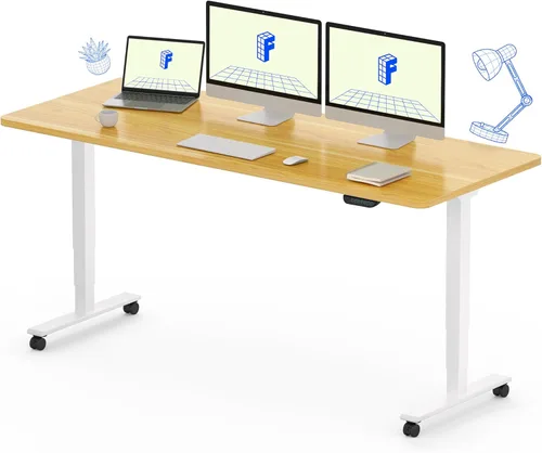 Vista 29 de FLEXISPOT E6 MAX - Escritorio de pie de madera maciza de acacia de 48 x 24 pulgadas, doble motor, capacidad de peso de 330 libras, escritorio