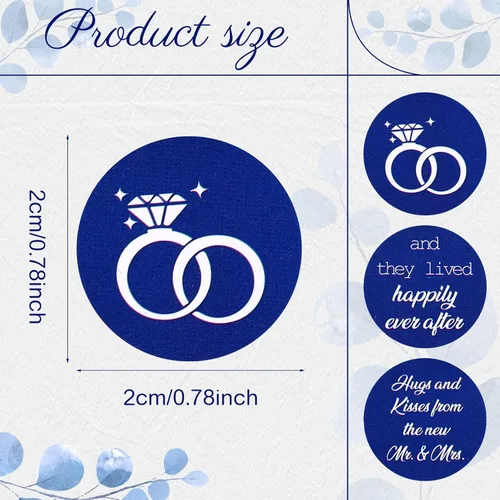 Vista 2 de Laumoi 1000 piezas de calcomanías de abrazos y besos de los nuevos Sr. y Sra. para bodas, etiquetas adhesivas de gotas de chocolate de 1.9 cm